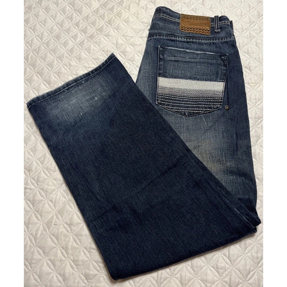Akademiks RN 0100964 Relaxed Mid Rise Straight 90S Blue Jeans 36x32 VTG